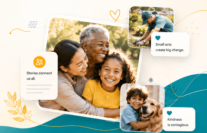 Community members and kindness story collage