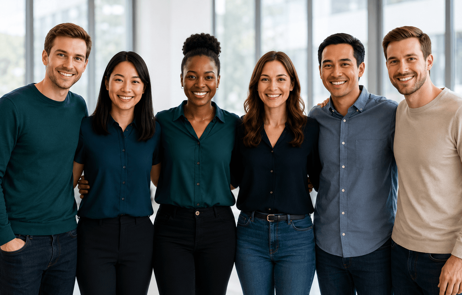 A group of business colleagues smiling together