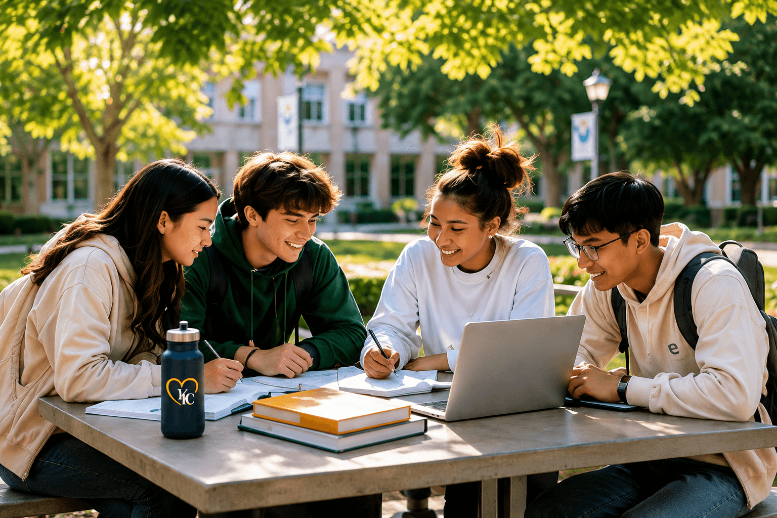 Students collaborating on campus with Your Kindness Corner