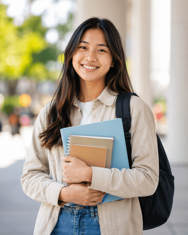 Student holding a folder