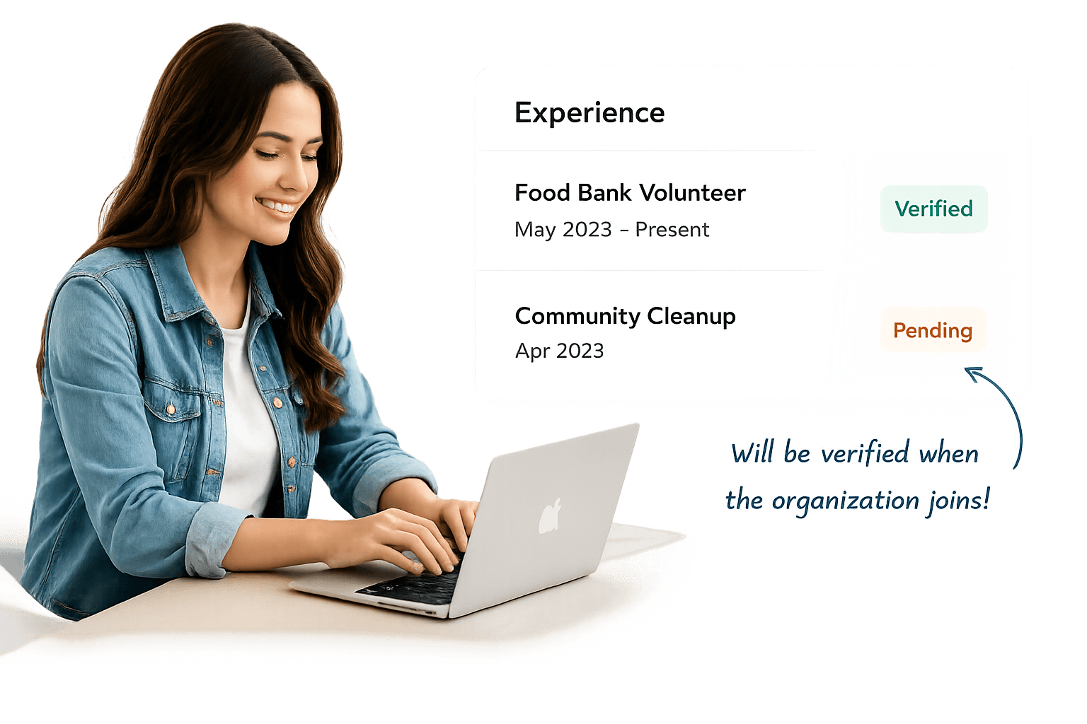 Member experience with verified and pending volunteer records