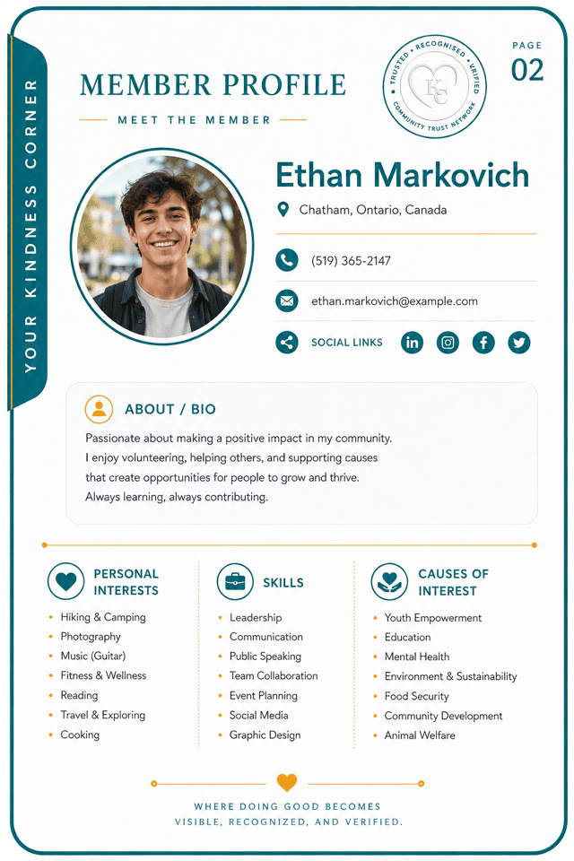 Verified Impact Passport — member profile page