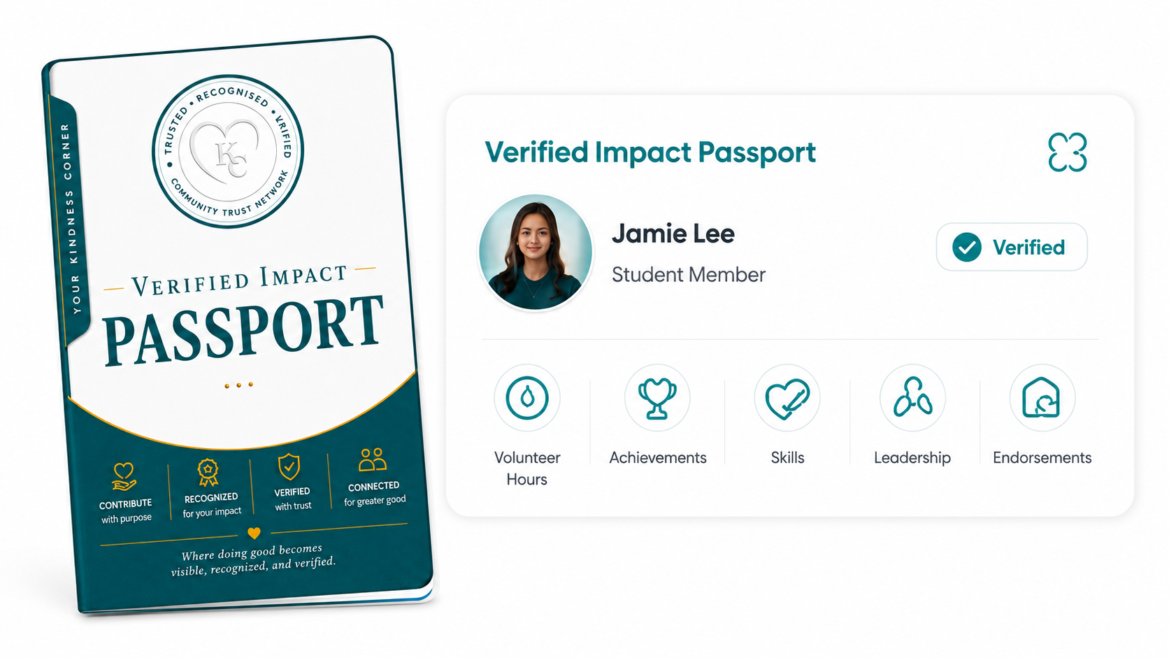 Verified Impact Passport book and digital preview for Jamie Lee